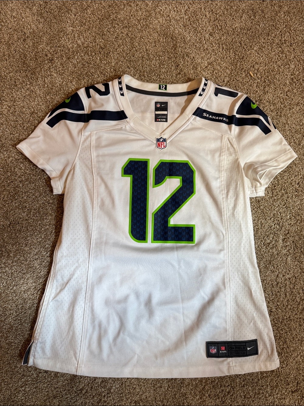 Women's Seahawks White #12 Jersey